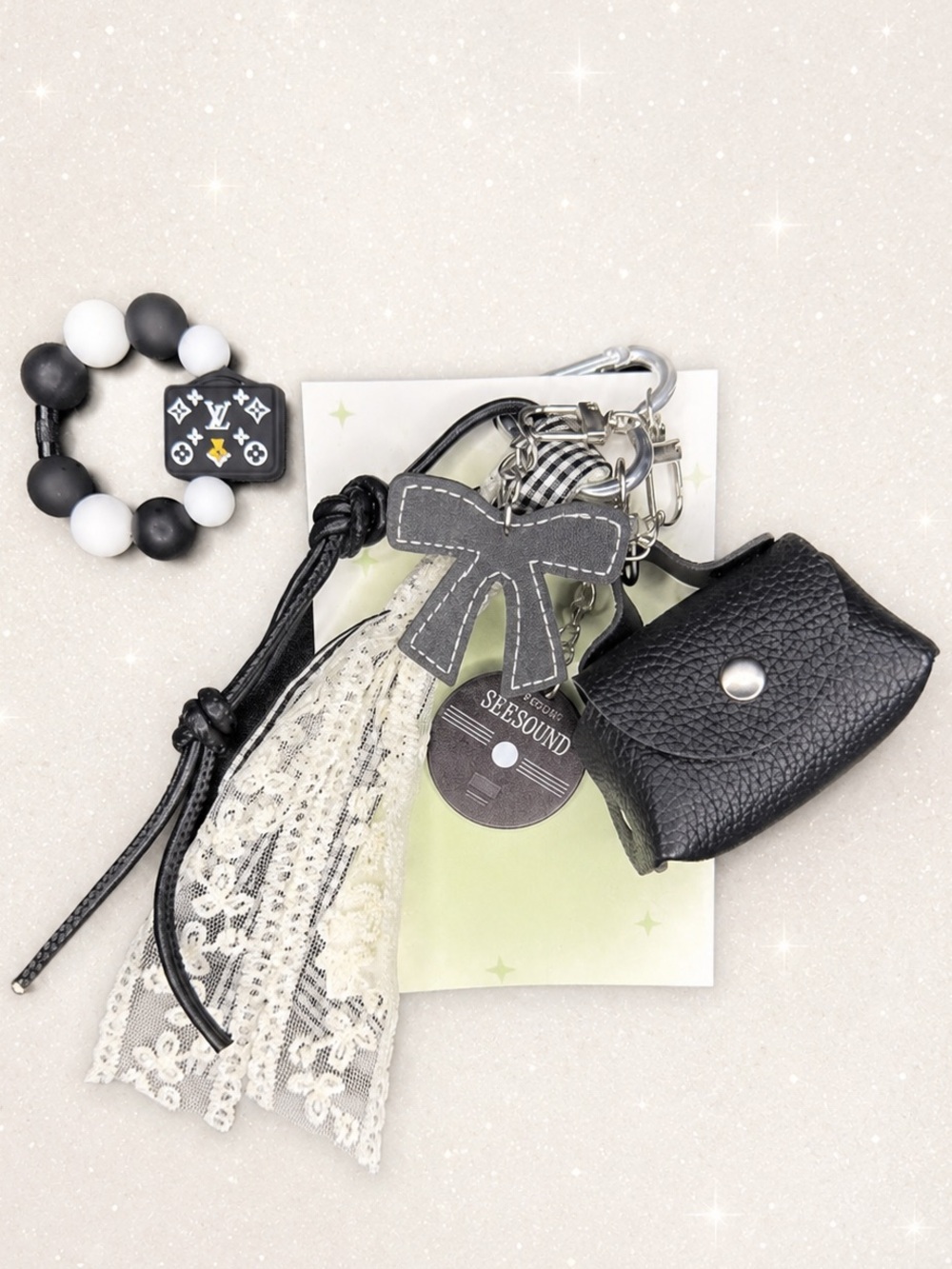 Black Lace Bag Charm & Cup Charm
